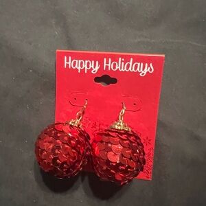 Festive Red Sequin Holiday Earrings